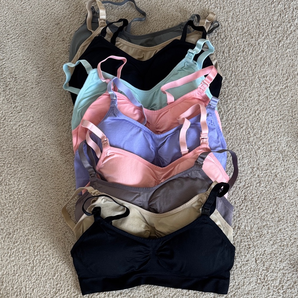 10 Nursing Bras Women's Large Nursing - Multi Color washed but never worn